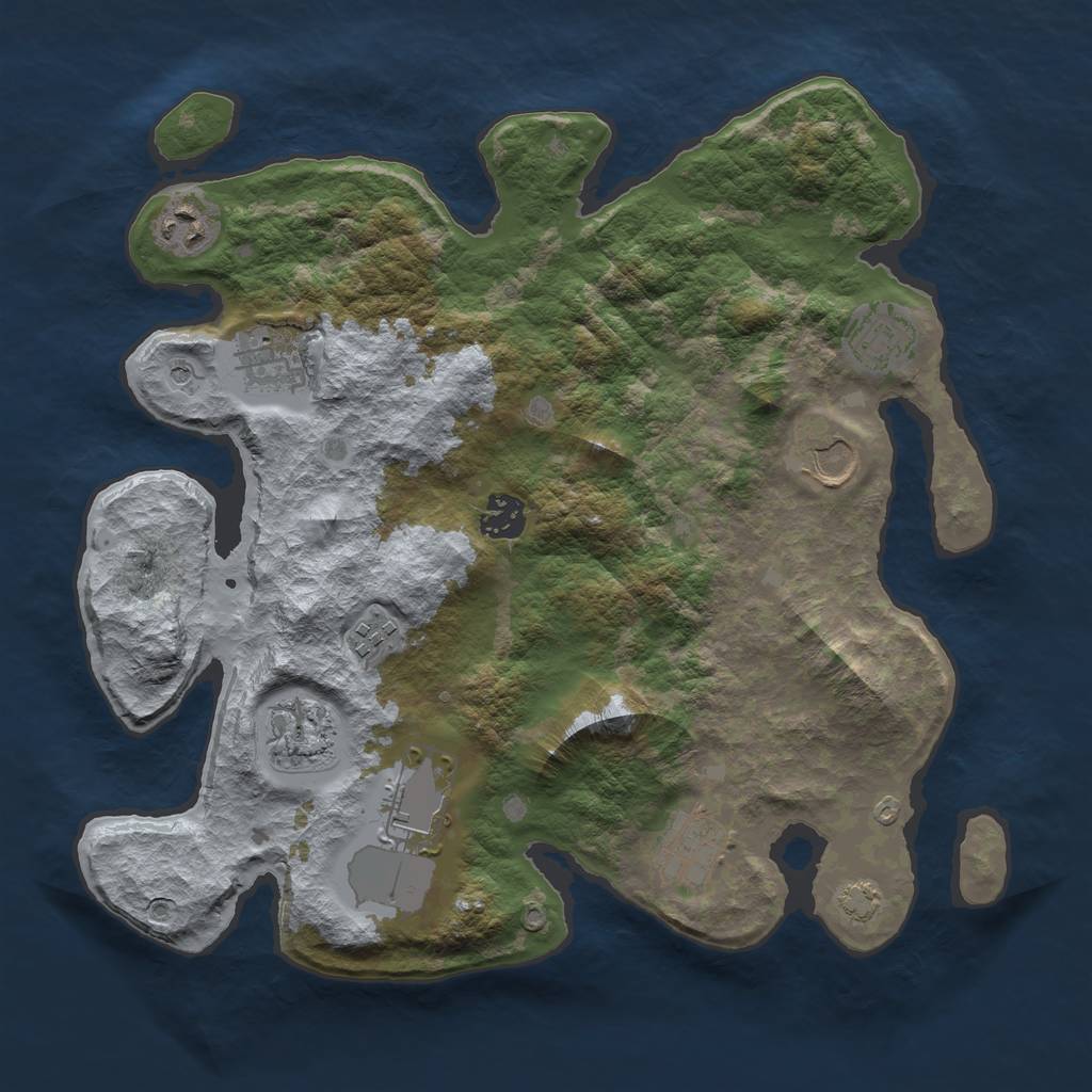 Rust Map: Barren, Size: 3500, Seed: 167924912, 13 Monuments