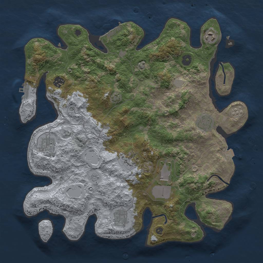 Rust Map: Procedural Map, Size: 3700, Seed: 666123, 16 Monuments