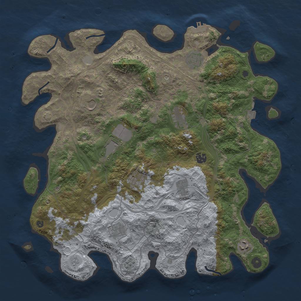 Rust Map: Procedural Map, Size: 4250, Seed: 1047390149, 17 Monuments