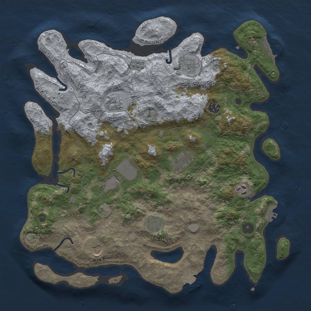 Rust Map: Procedural Map, Size: 4000, Seed: 304123083, 17 Monuments