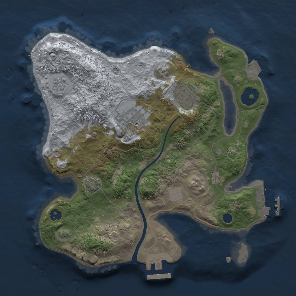 Rust Map: Procedural Map, Size: 2500, Seed: 234685840, 7 Monuments