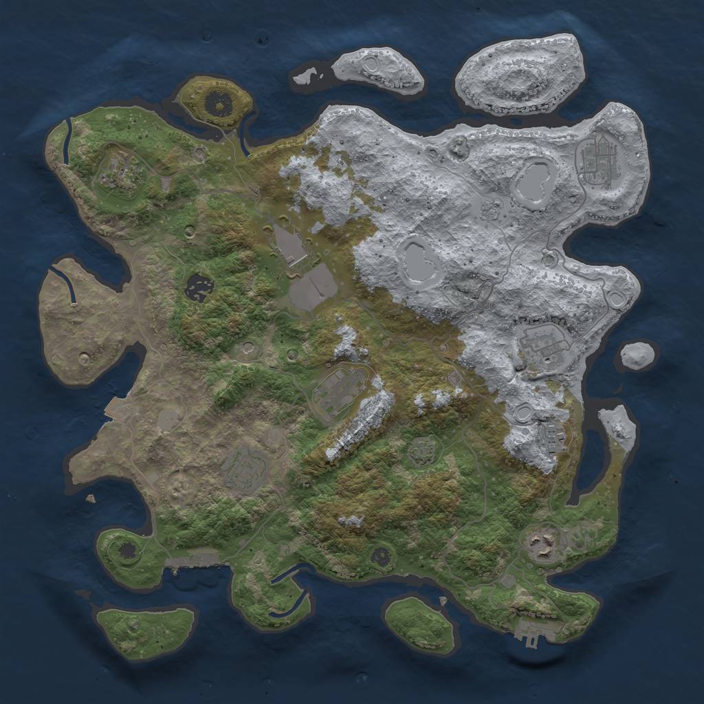 Rust Map: Procedural Map, Size: 3800, Seed: 176002041, 17 Monuments
