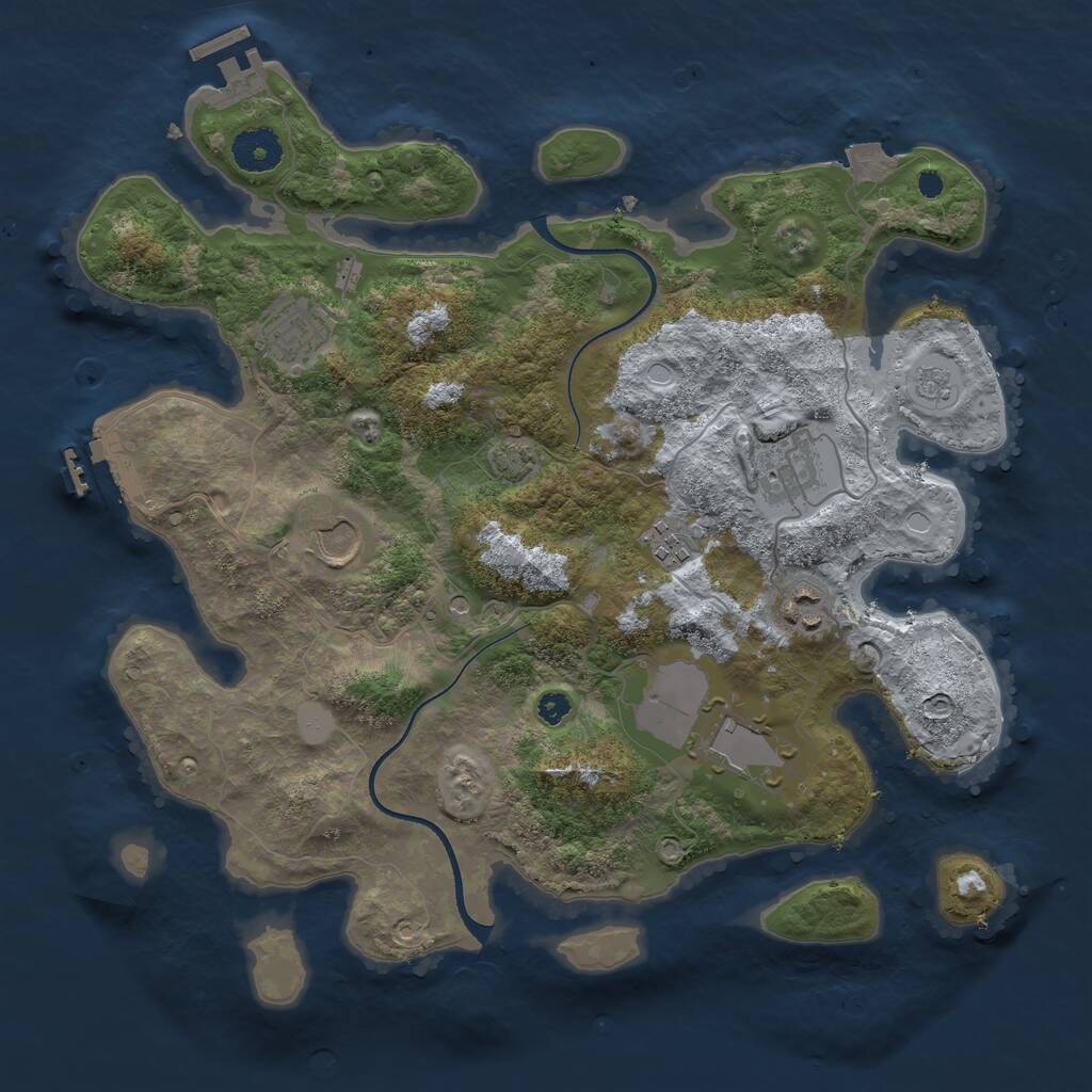 Rust Map: Procedural Map, Size: 3500, Seed: 3082023, 12 Monuments