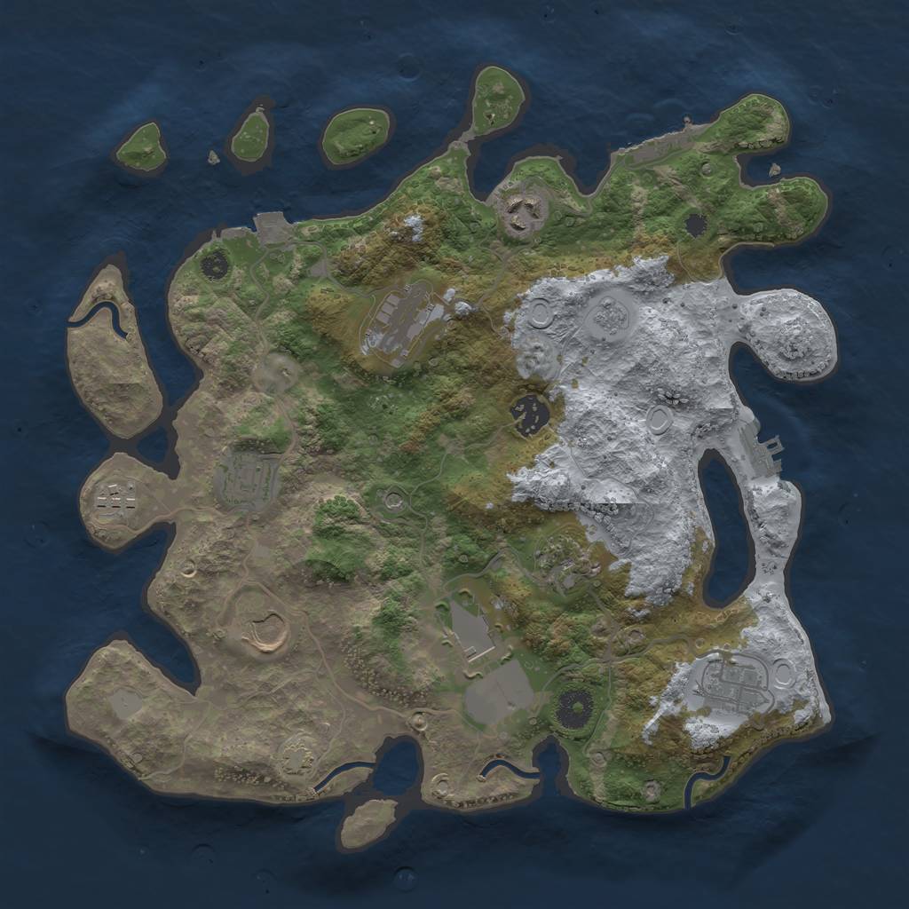 Rust Map: Procedural Map, Size: 3500, Seed: 437054583, 17 Monuments