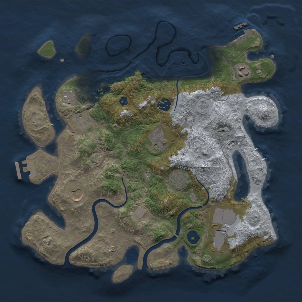 Rust Map: Procedural Map, Size: 3500, Seed: 437054583, 14 Monuments