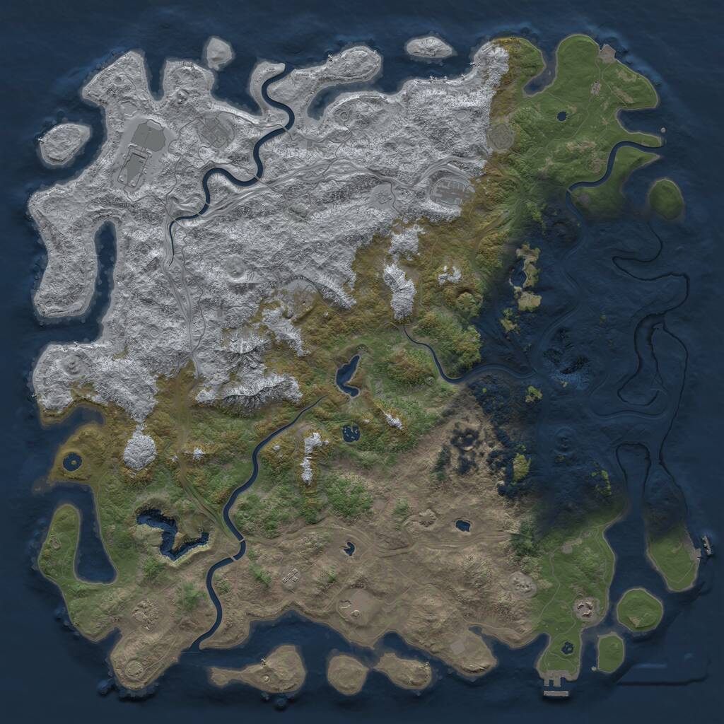 Rust Map: Procedural Map, Size: 6000, Seed: 878657, 17 Monuments