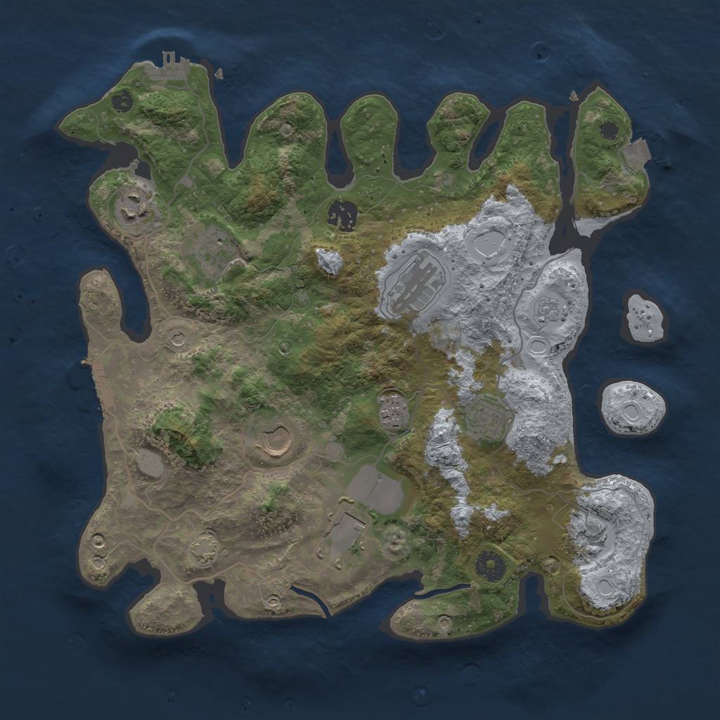 Rust Map: Procedural Map, Size: 3500, Seed: 2131093115, 17 Monuments