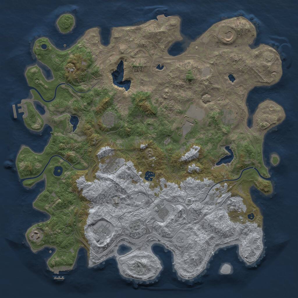 Rust Map: Procedural Map, Size: 4500, Seed: 1201930872, 17 Monuments