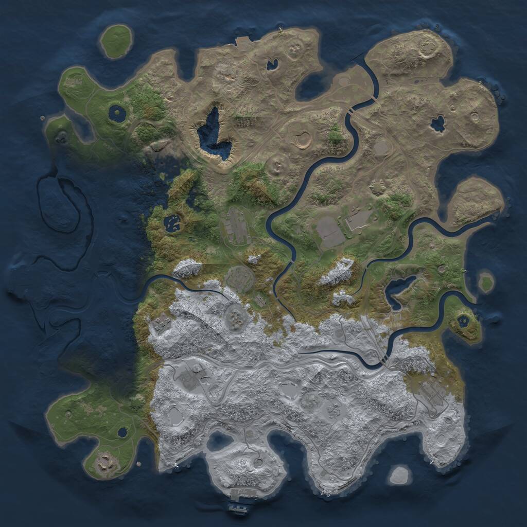 Rust Map: Procedural Map, Size: 4500, Seed: 1201930872, 16 Monuments