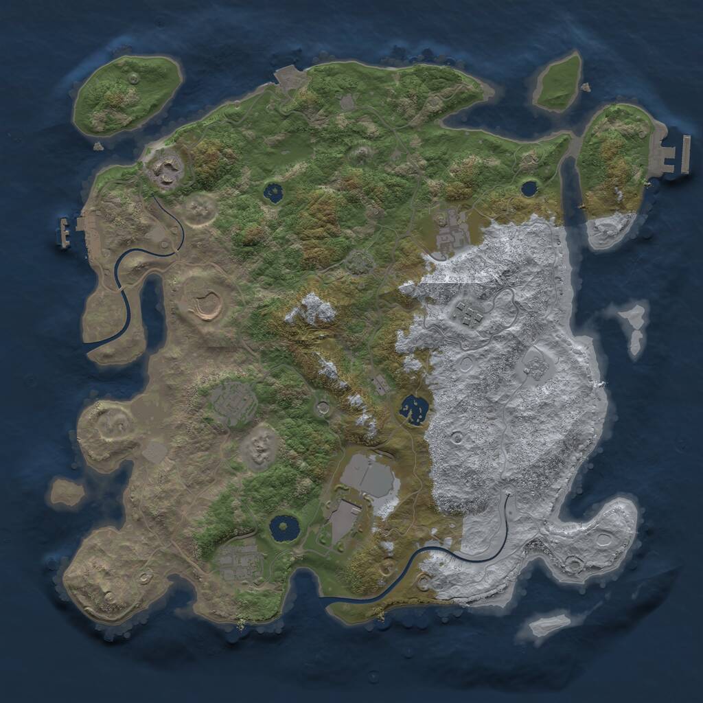 Rust Map: Procedural Map, Size: 3700, Seed: 1061988522, 14 Monuments