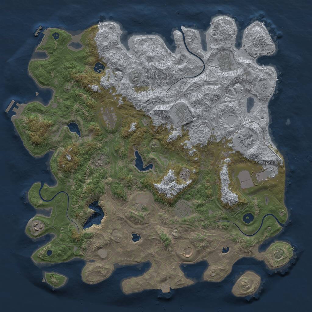 Rust Map: Procedural Map, Size: 4500, Seed: 1222232242, 17 Monuments