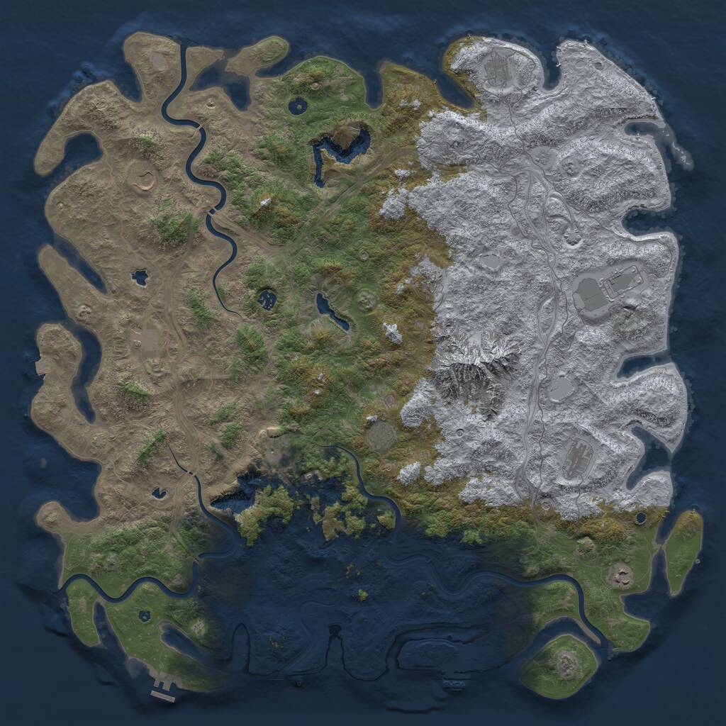 Rust Map: Procedural Map, Size: 6000, Seed: 12351, 17 Monuments
