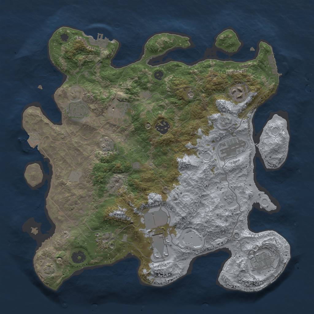 Rust Map: Procedural Map, Size: 3500, Seed: 23844788, 17 Monuments