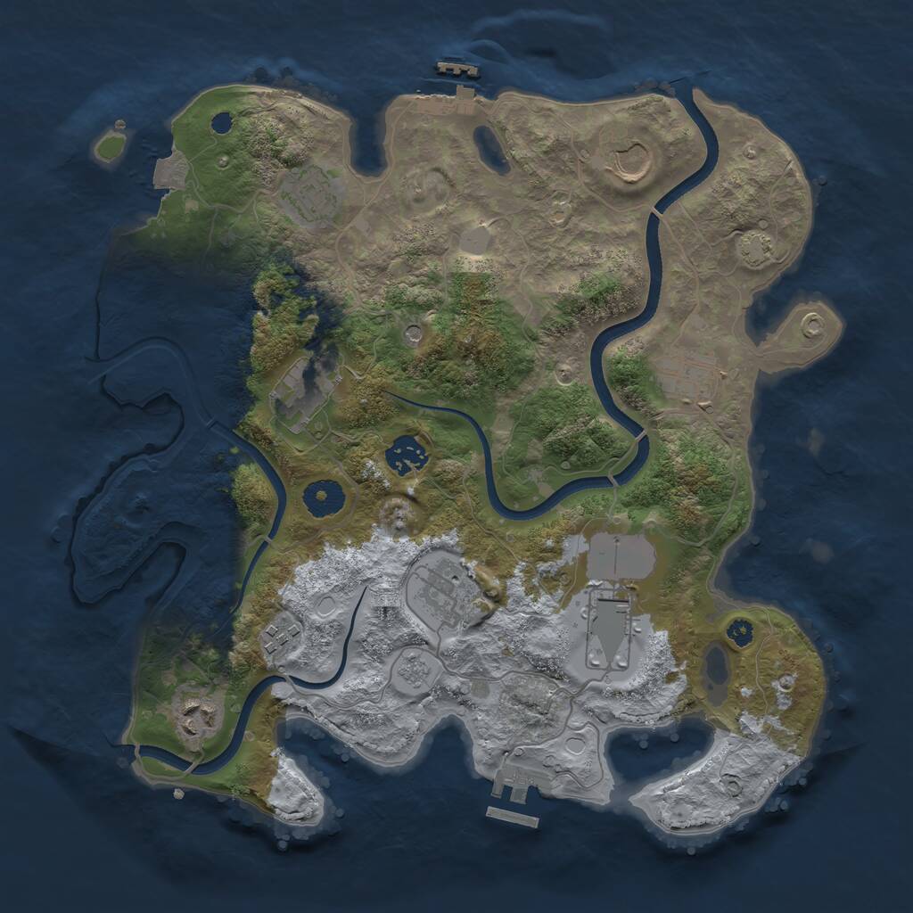 Rust Map: Procedural Map, Size: 3500, Seed: 35234667, 15 Monuments
