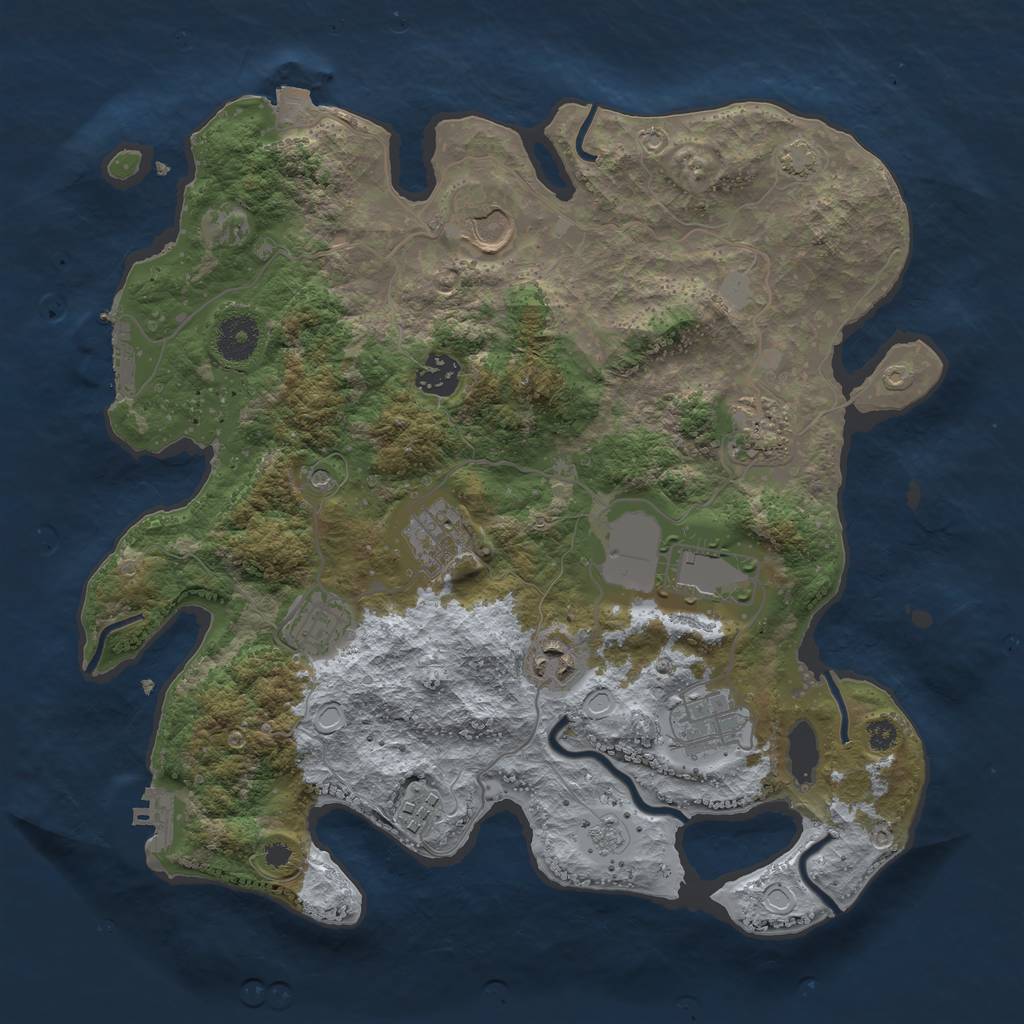 Rust Map: Procedural Map, Size: 3500, Seed: 35234667, 17 Monuments