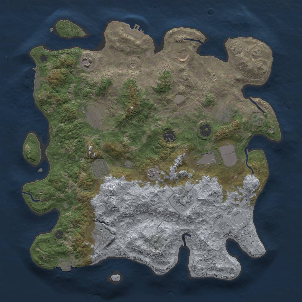 Rust Map: Procedural Map, Size: 3700, Seed: 1371824591, 18 Monuments