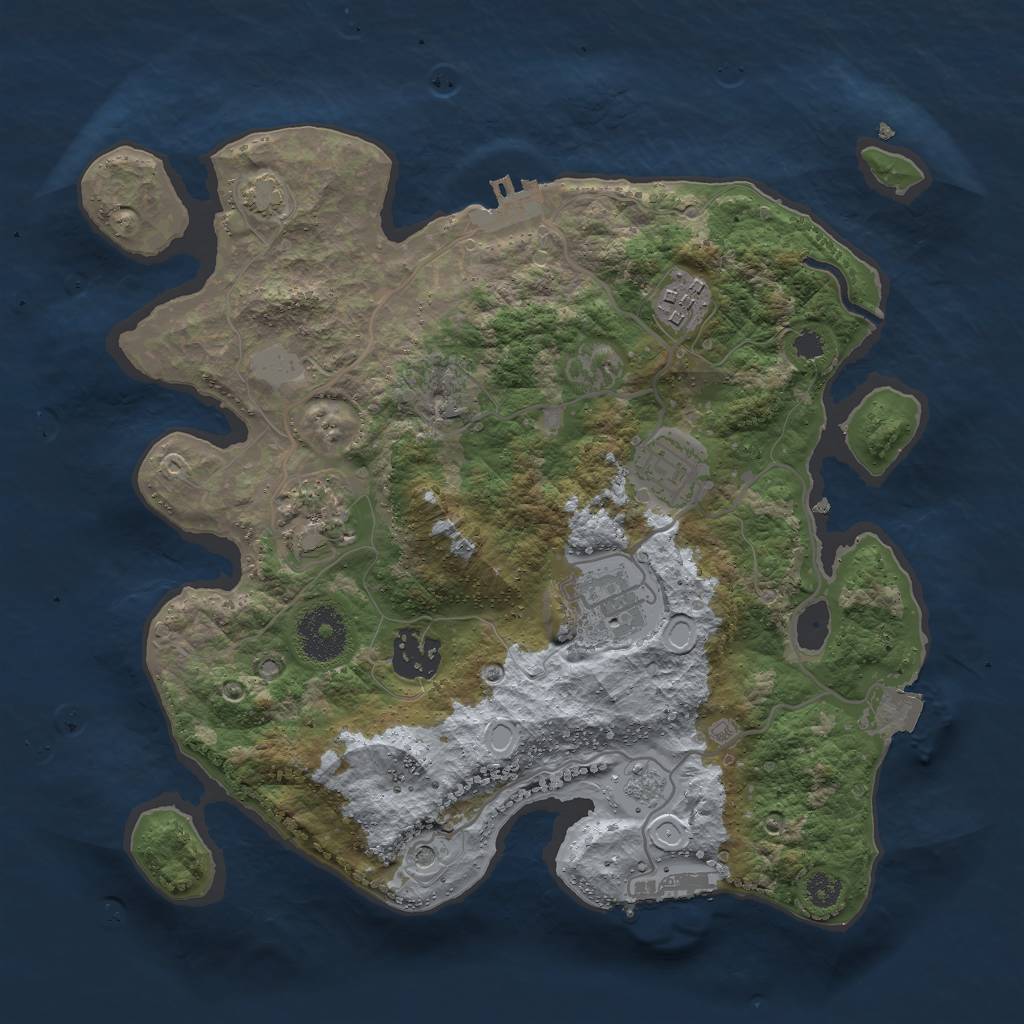 Rust Map: Procedural Map, Size: 3000, Seed: 409042522, 13 Monuments