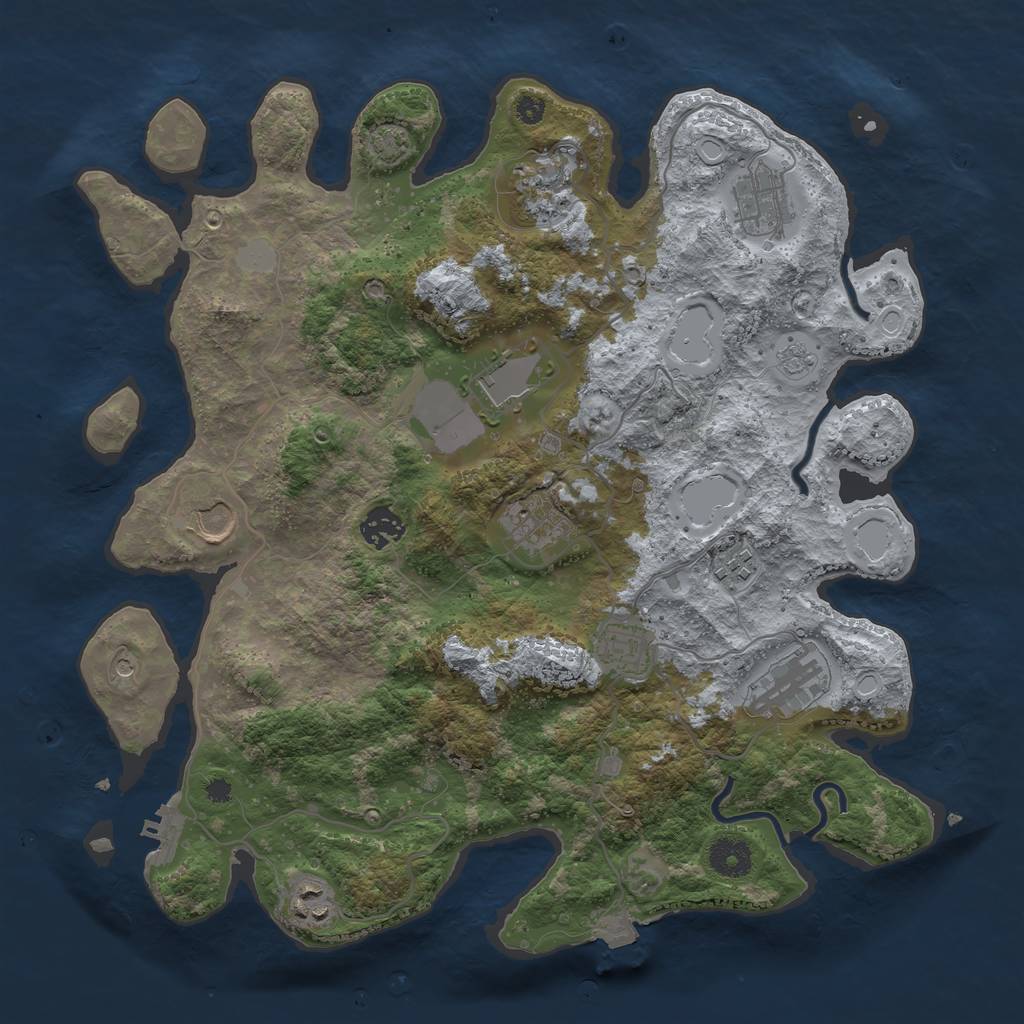 Rust Map: Procedural Map, Size: 3700, Seed: 1266743978, 17 Monuments