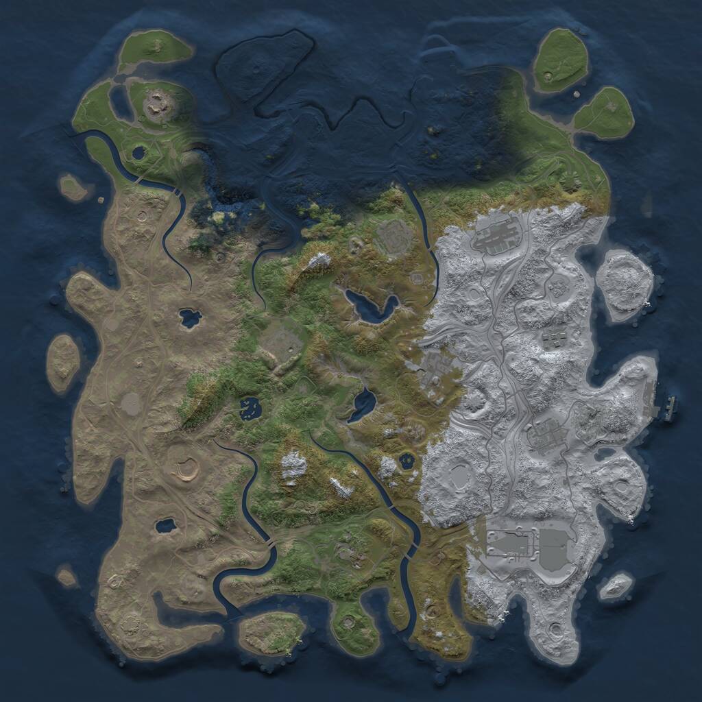 Rust Map: Procedural Map, Size: 4500, Seed: 279406612, 17 Monuments