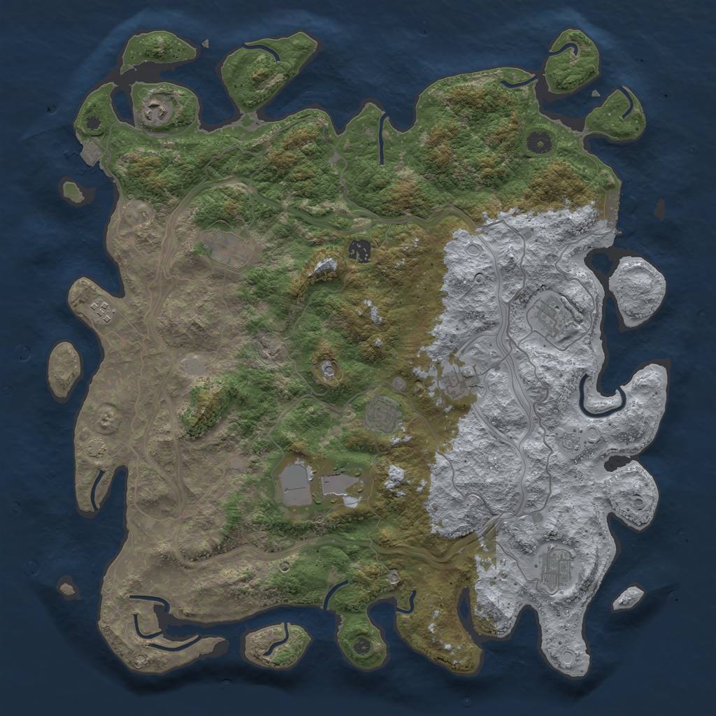 Rust Map: Procedural Map, Size: 4500, Seed: 279406612, 16 Monuments