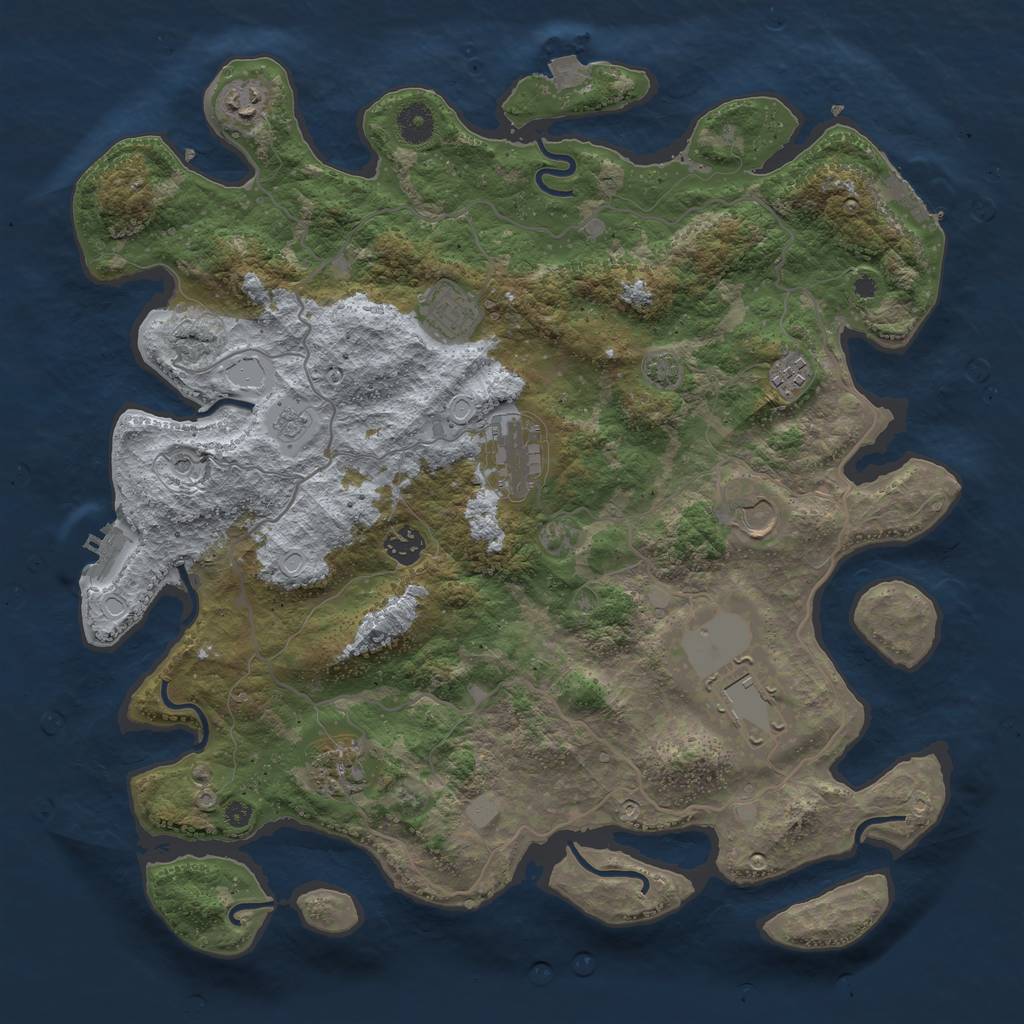 Rust Map: Procedural Map, Size: 4000, Seed: 569858825, 16 Monuments