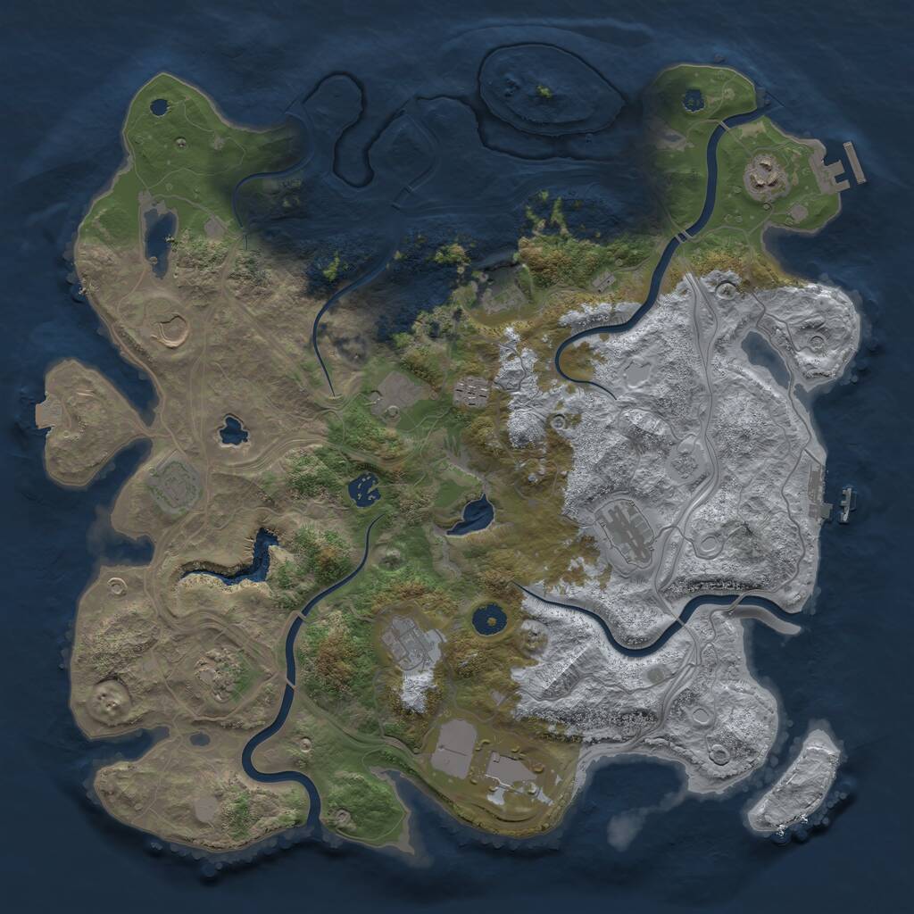Rust Map: Procedural Map, Size: 4250, Seed: 844035303, 17 Monuments