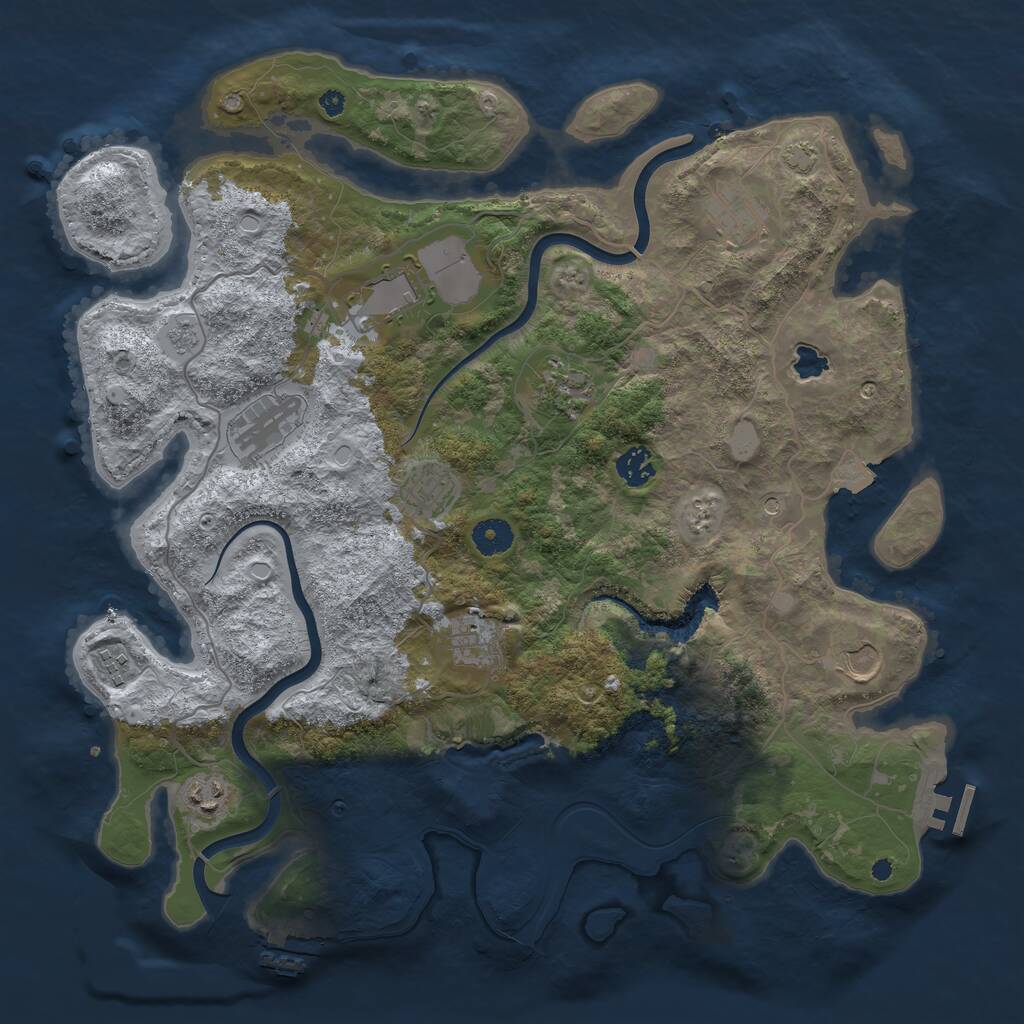 Rust Map: Procedural Map, Size: 4000, Seed: 383461660, 16 Monuments