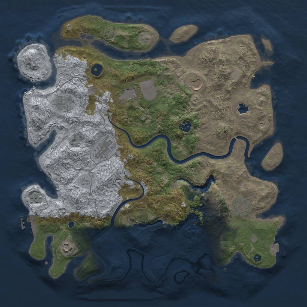Rust Map: Procedural Map, Size: 4000, Seed: 383461660, 13 Monuments