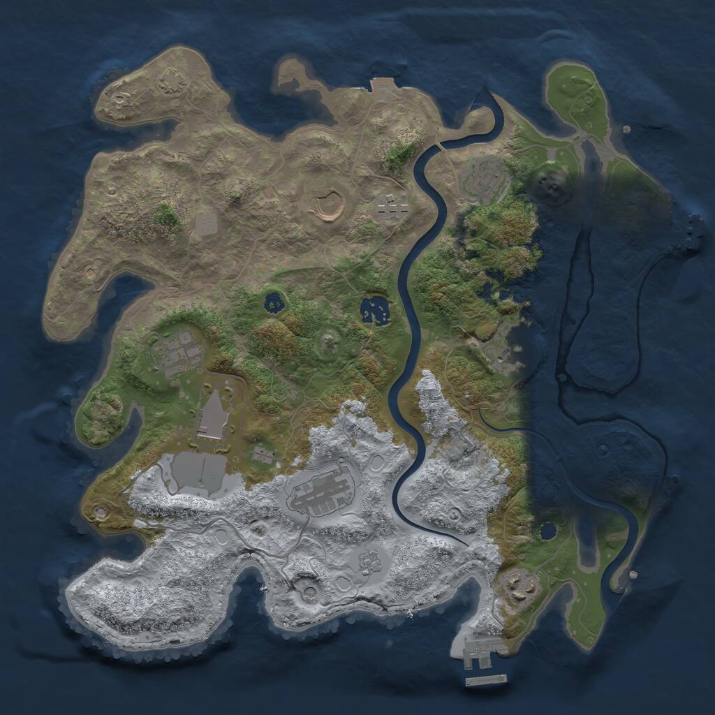 Rust Map: Procedural Map, Size: 3500, Seed: 1070934590, 15 Monuments