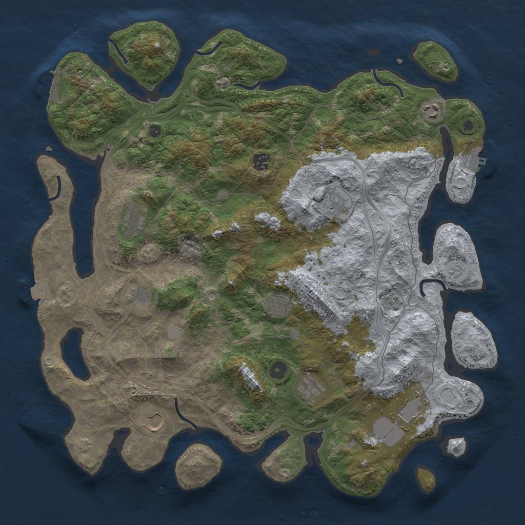 Rust Map: Procedural Map, Size: 4500, Seed: 117984855, 18 Monuments