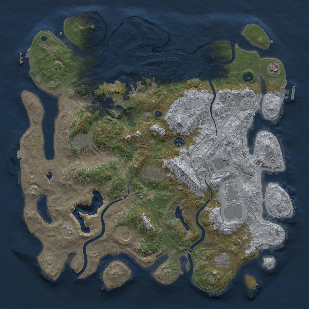 Rust Map: Procedural Map, Size: 4500, Seed: 117984855, 16 Monuments