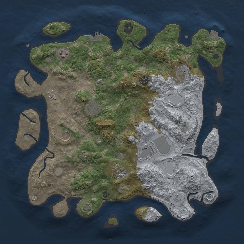 Rust Map: Procedural Map, Size: 3700, Seed: 1907552956, 15 Monuments