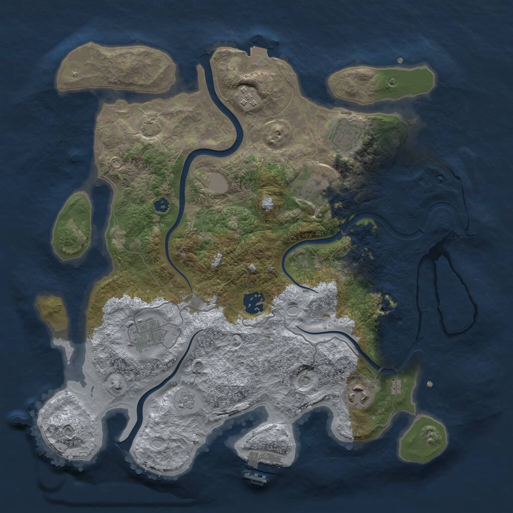 Rust Map: Procedural Map, Size: 3500, Seed: 104056991, 11 Monuments