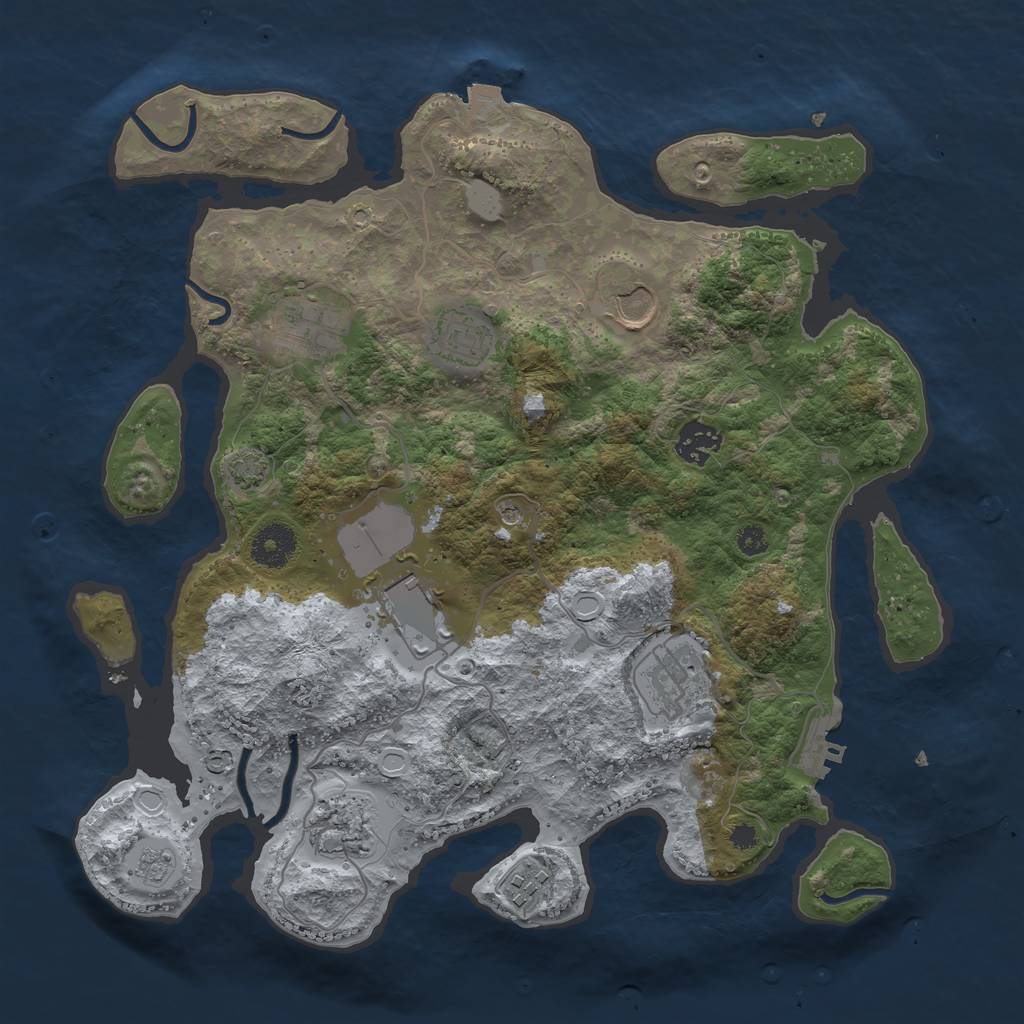 Rust Map: Procedural Map, Size: 3500, Seed: 104056991, 15 Monuments