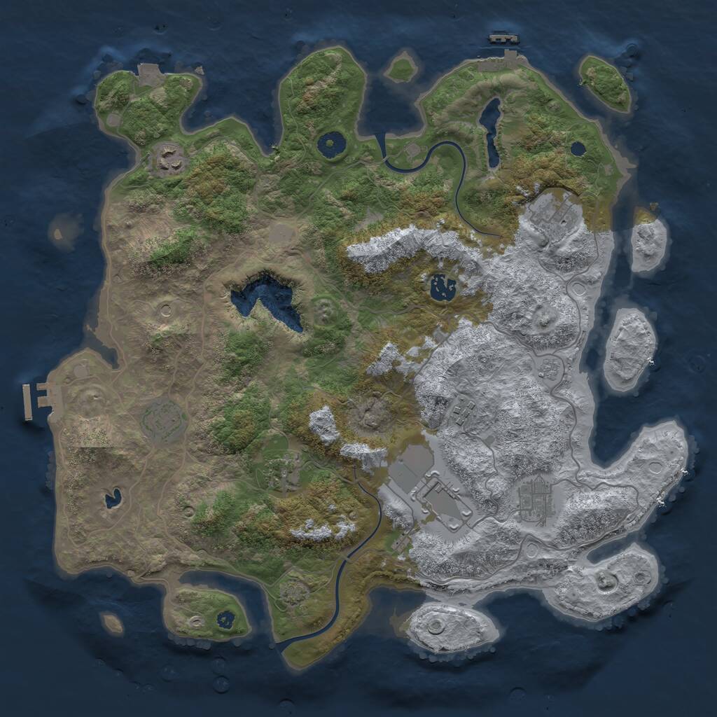 Rust Map: Procedural Map, Size: 4000, Seed: 850850, 14 Monuments
