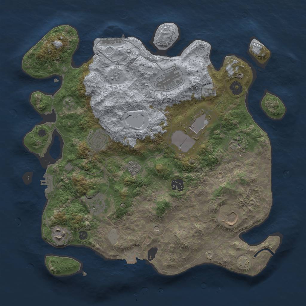 Rust Map: Procedural Map, Size: 3500, Seed: 1119909076, 17 Monuments