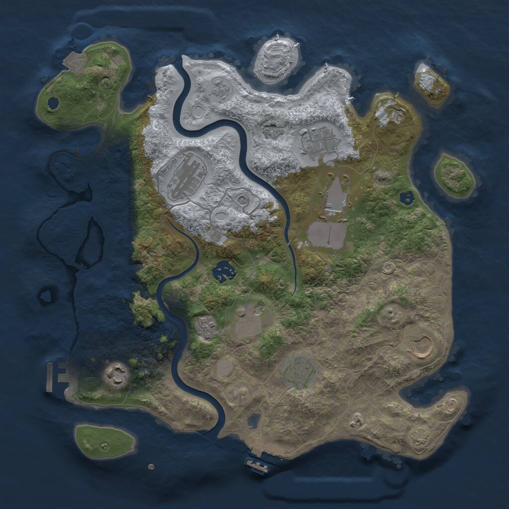 Rust Map: Procedural Map, Size: 3500, Seed: 1119909076, 15 Monuments
