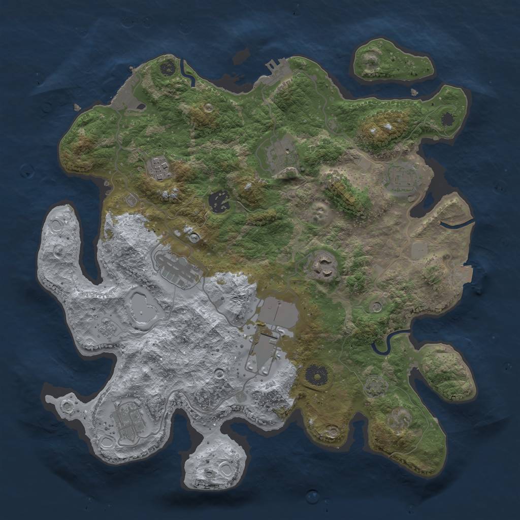 Rust Map: Procedural Map, Size: 3500, Seed: 1025454541, 16 Monuments
