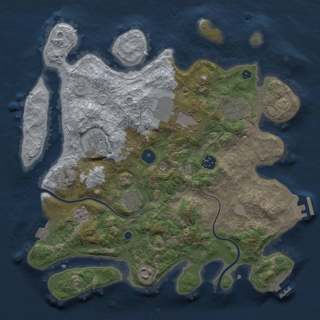 Rust Map: Procedural Map, Size: 3500, Seed: 2114383175, 13 Monuments