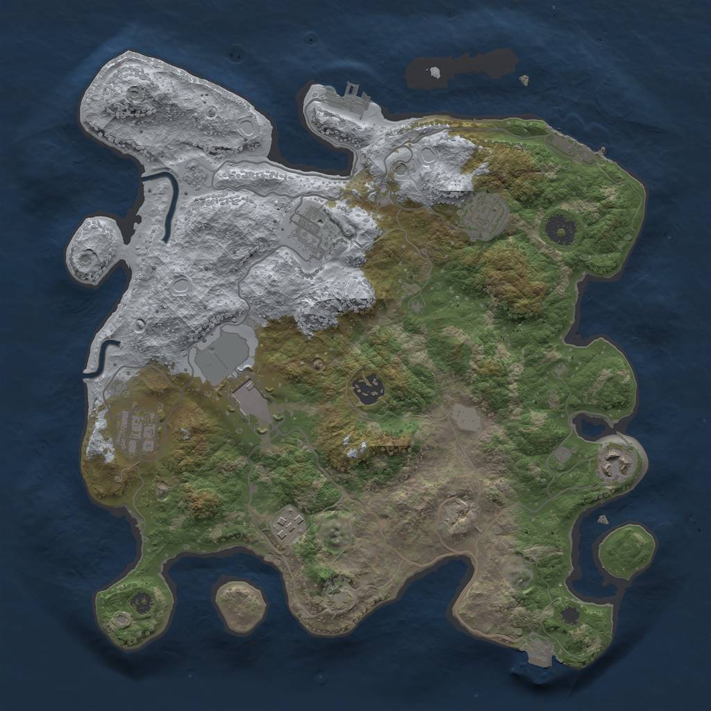 Rust Map: Procedural Map, Size: 3500, Seed: 1903170913, 15 Monuments