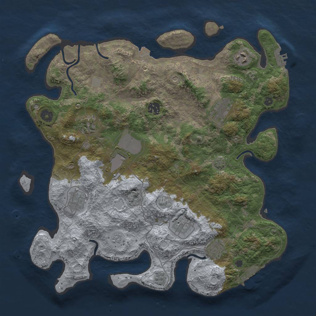 Rust Map: Procedural Map, Size: 3750, Seed: 860935435, 17 Monuments
