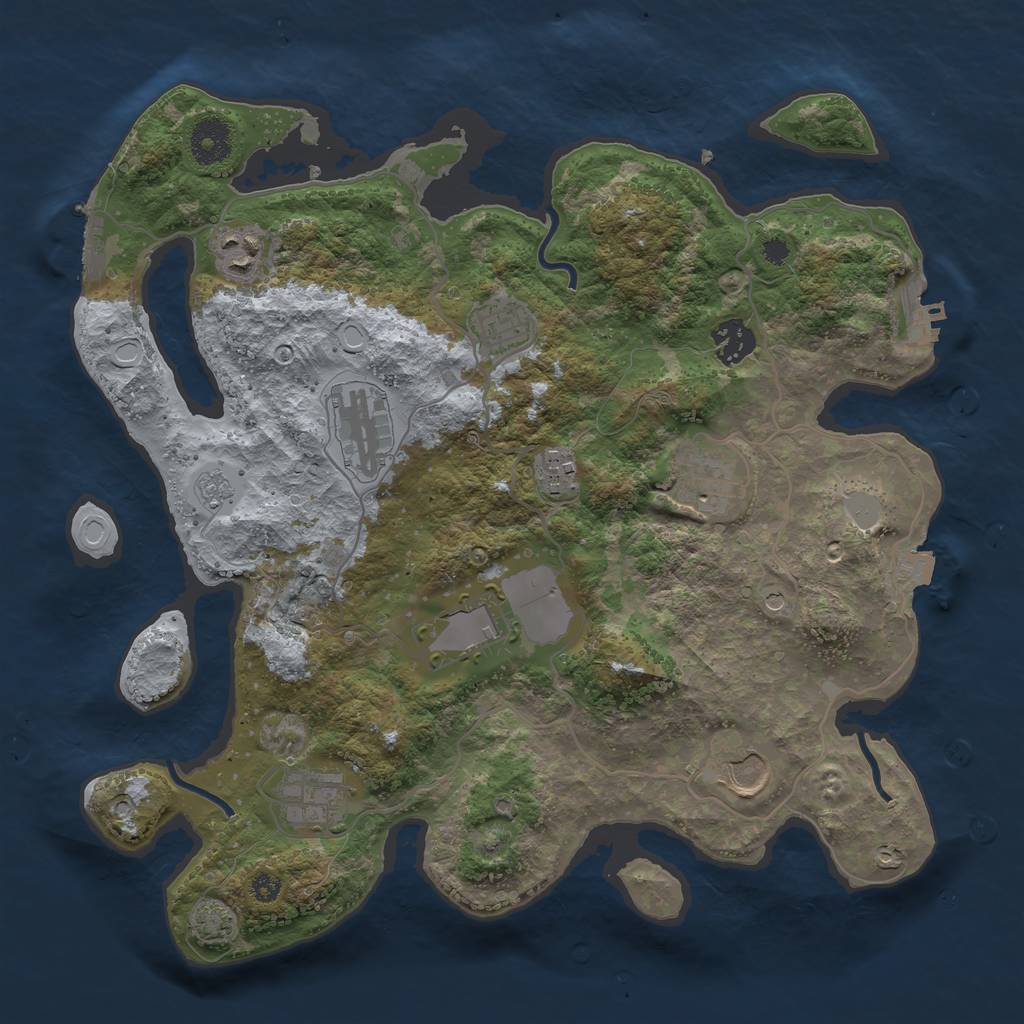 Rust Map: Procedural Map, Size: 3500, Seed: 1232756852, 17 Monuments