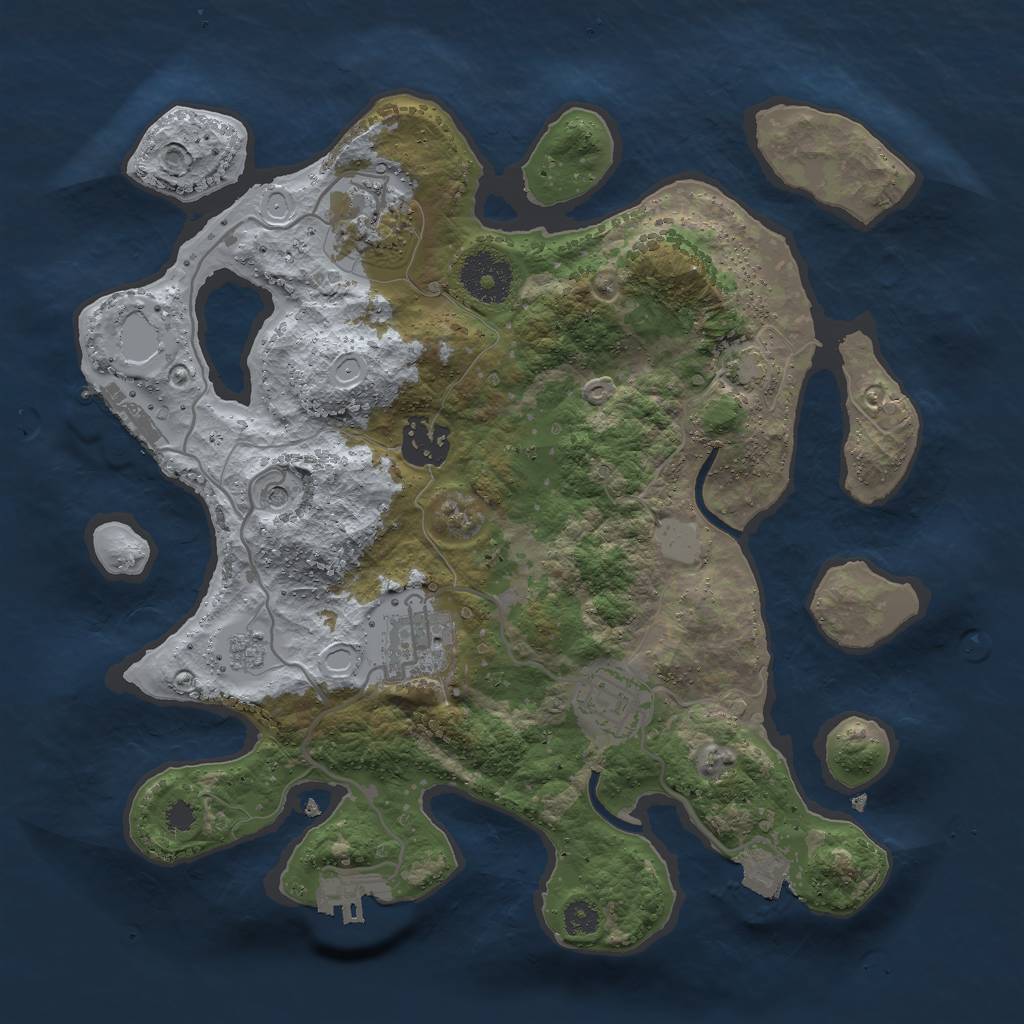Rust Map: Procedural Map, Size: 3000, Seed: 1312250970, 12 Monuments