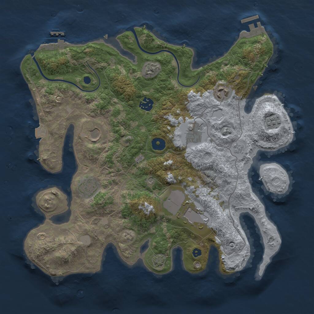 Rust Map: Procedural Map, Size: 3500, Seed: 288421292, 13 Monuments