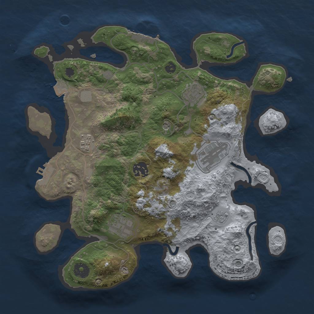 Rust Map: Procedural Map, Size: 3000, Seed: 268100491, 12 Monuments