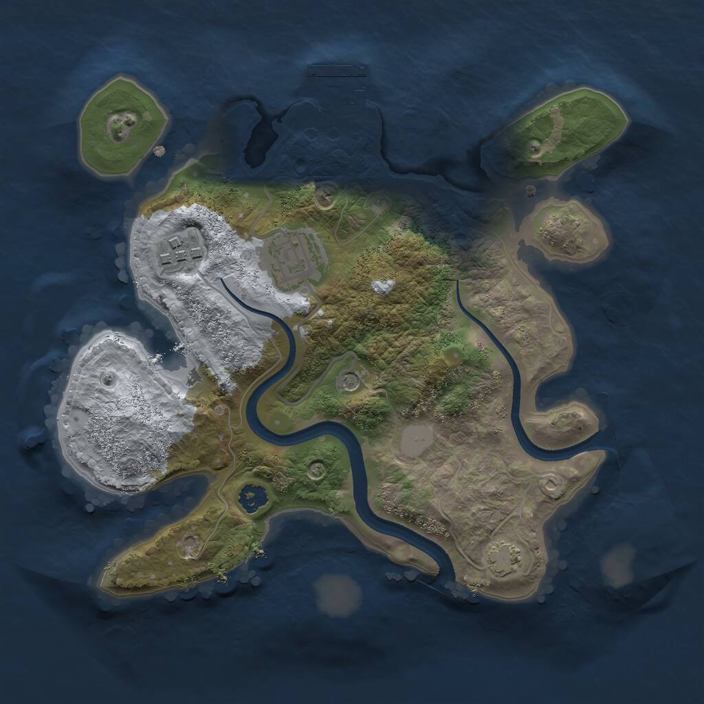 Rust Map: Procedural Map, Size: 2500, Seed: 11388829, 6 Monuments