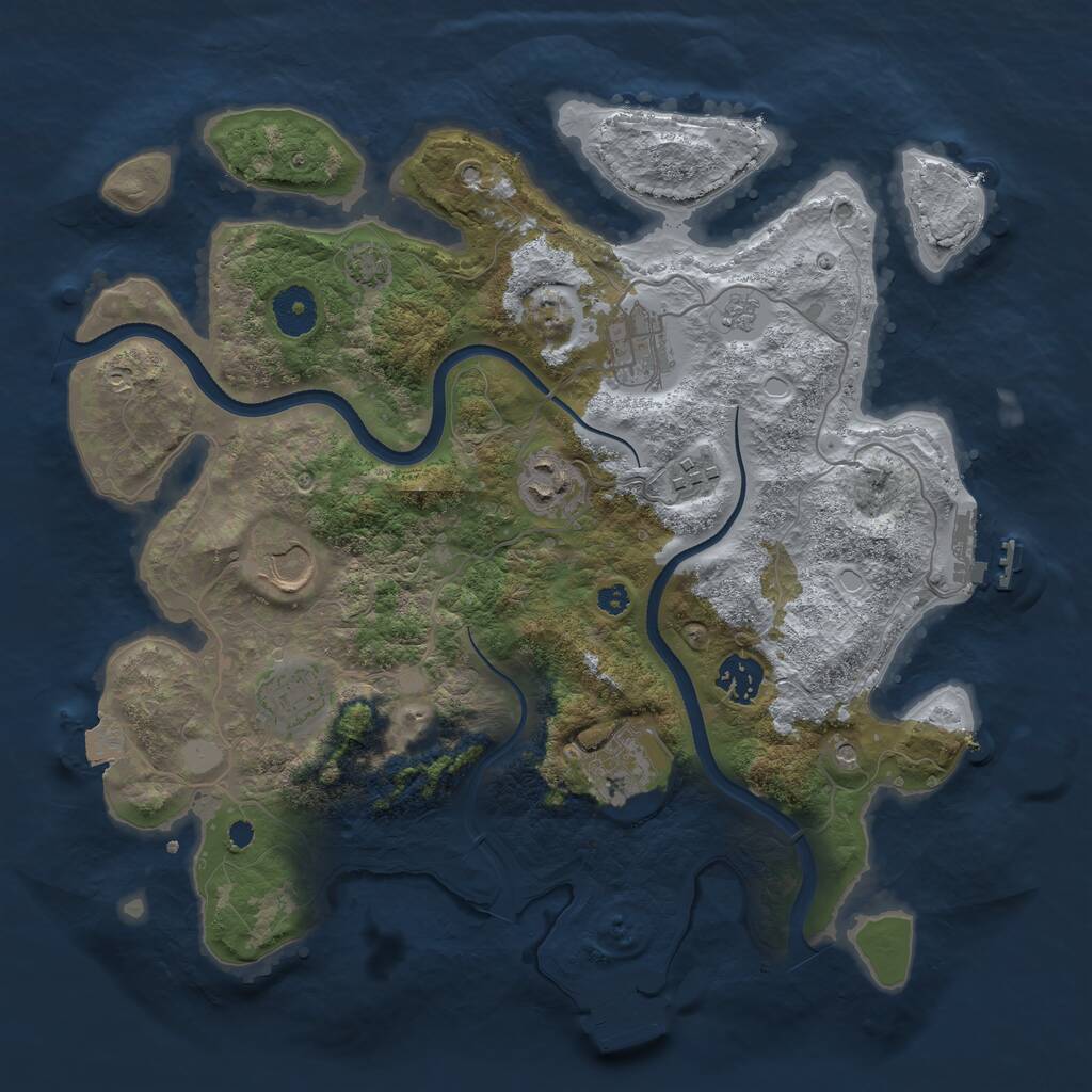 Rust Map: Procedural Map, Size: 3500, Seed: 848889, 13 Monuments