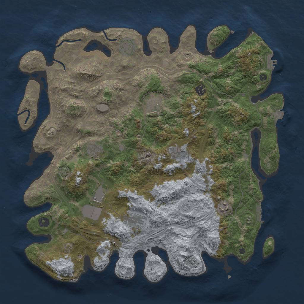 Rust Map: Procedural Map, Size: 4250, Seed: 649328936, 17 Monuments