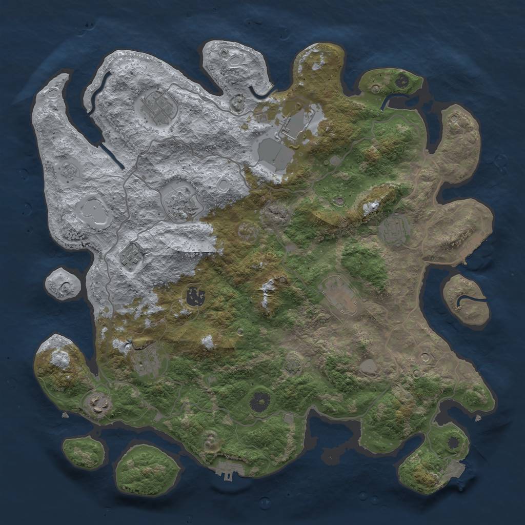 Rust Map: Procedural Map, Size: 4000, Seed: 723340247, 17 Monuments