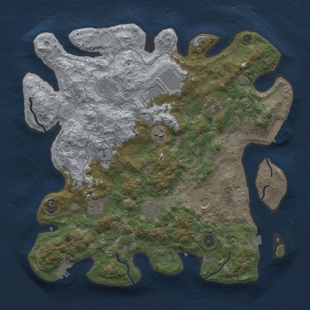Rust Map: Procedural Map, Size: 4000, Seed: 57123952, 17 Monuments